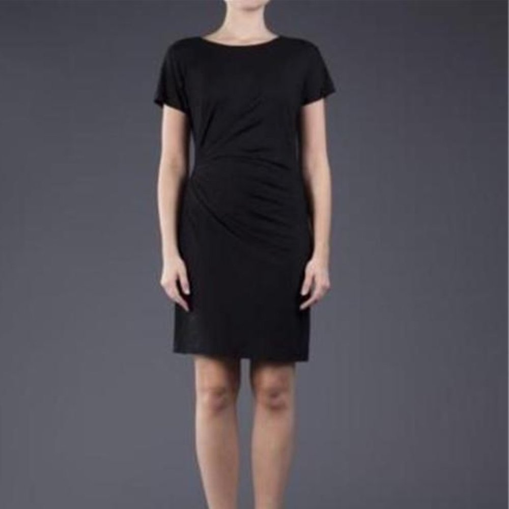 Diane von Furstenberg Black Jersey Ruched Stretch Dress (2, Black)
